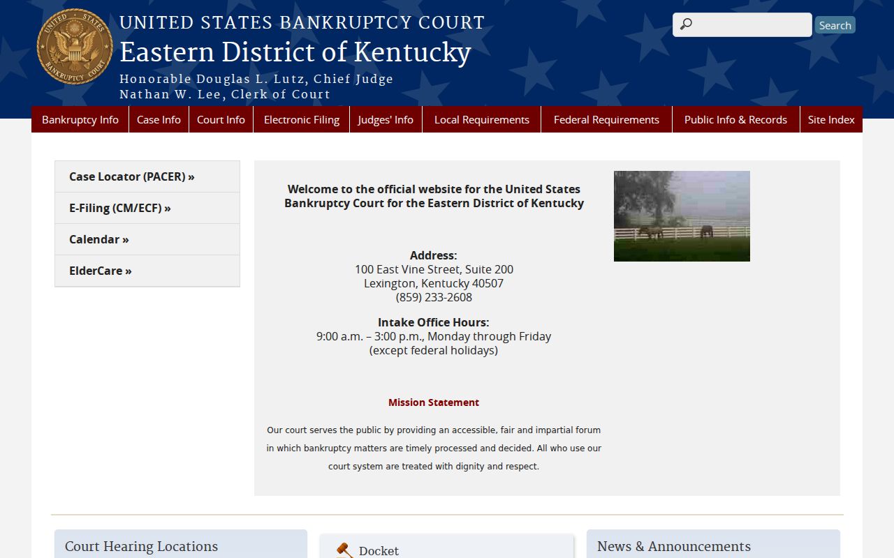 Kentucky bankruptcy court dockets for the Eastern District