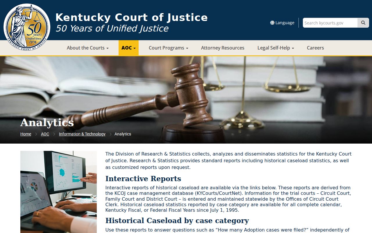 Kentucky court records statewide CourtNet caseload analytics