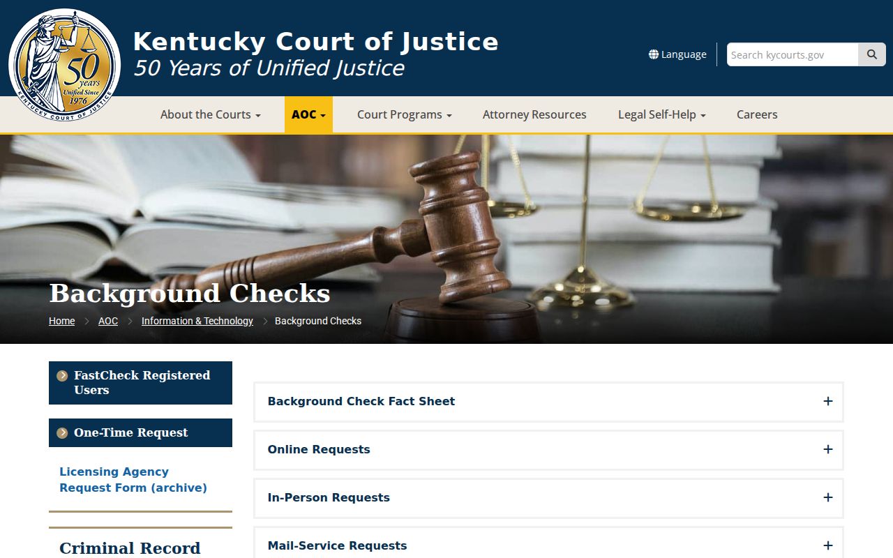 Kentucky criminal court records AOC statewide report page