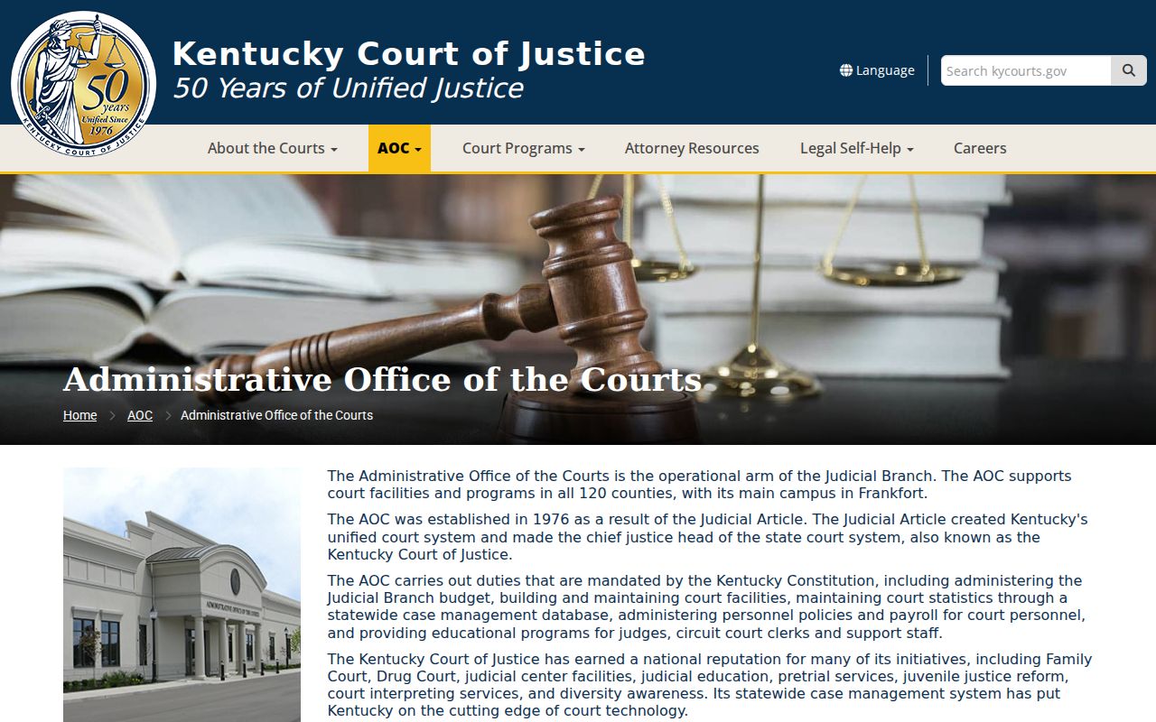 Kentucky court records Administrative Office of the Courts overview