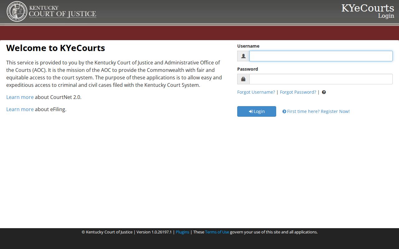 Kentucky court records Guest CourtNet public search login