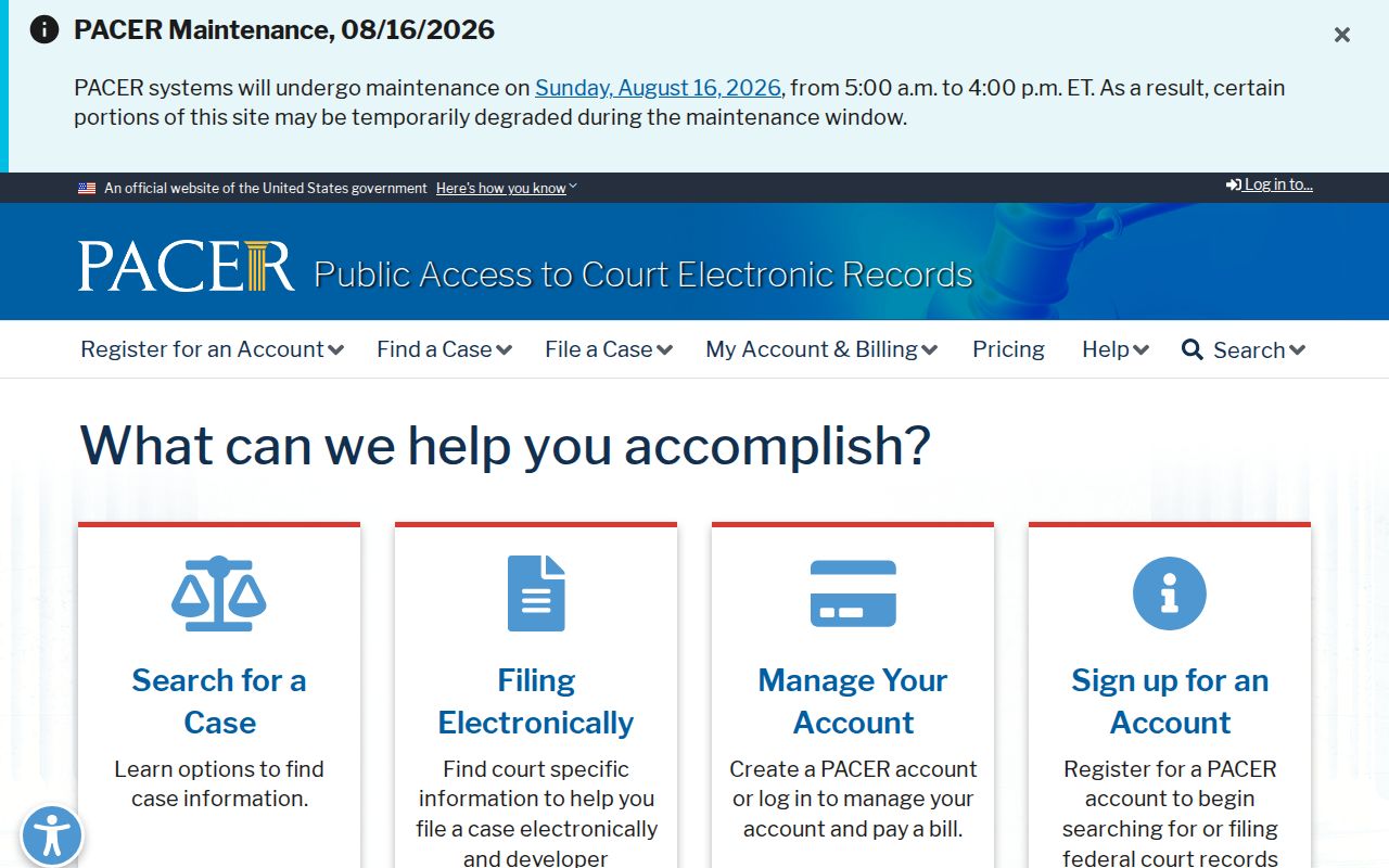 Kentucky court records federal PACER search access